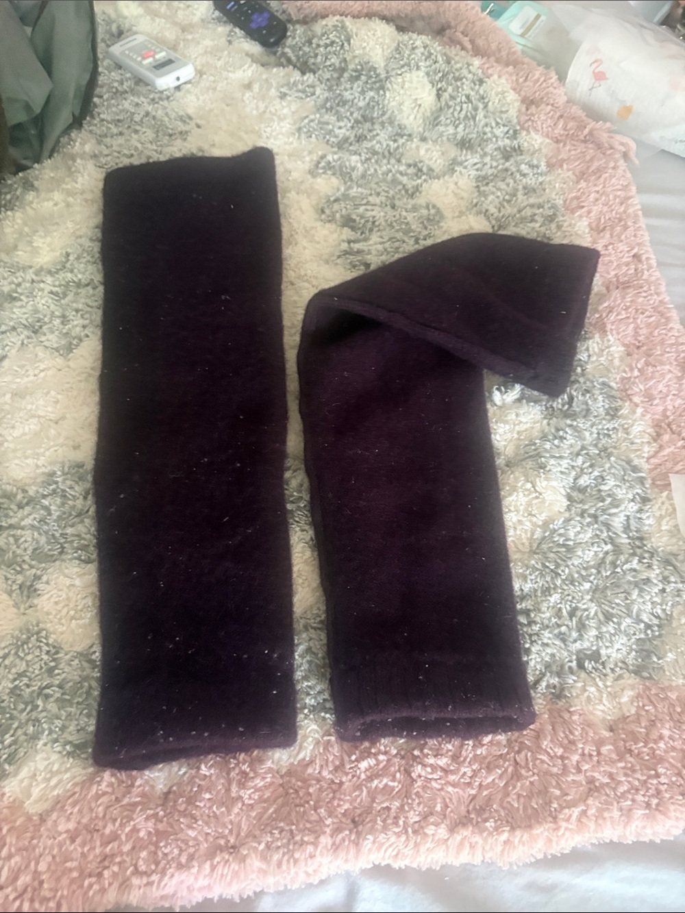 Women’s Brown over the knee leg warmers.